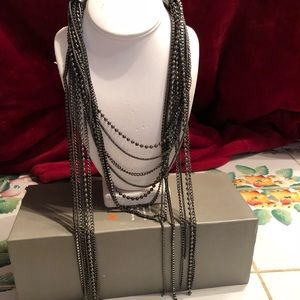 Heavy multi chain mix media necklace